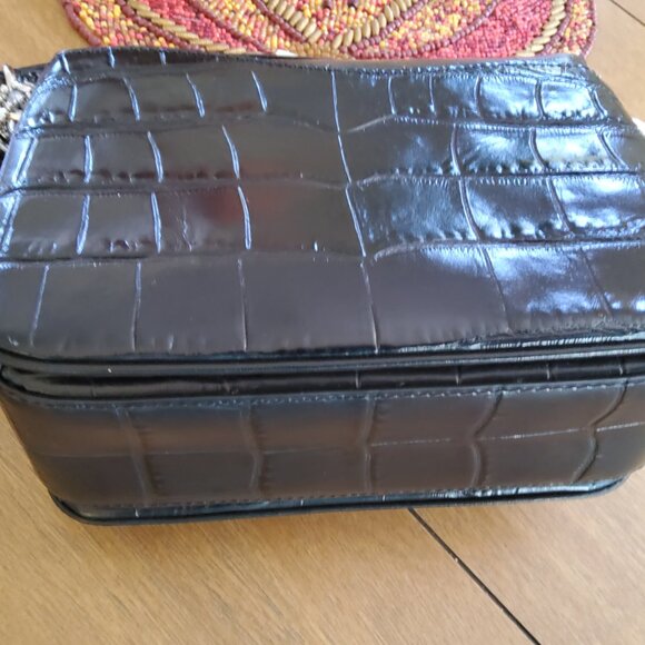 New Coach Cassie 19 Croc Embossed Crossbody Handbag in Black CP138 - Picture 5 of 10